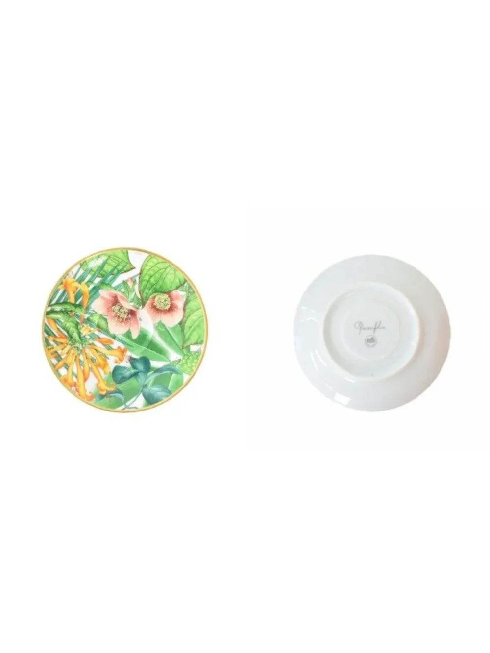 Hermes Passifolia Collection Tea Cup & Saucer Set for 2 Tableware Green